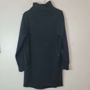 Athleta Cozy Karma Mock Neck Dress Size Medium Petite Black Pockets Thumbholes